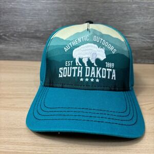 South Dakota Cap Strap Back Blue Embroidered Bison Adjustable